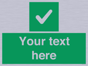 Custom green background, green square with tick sign